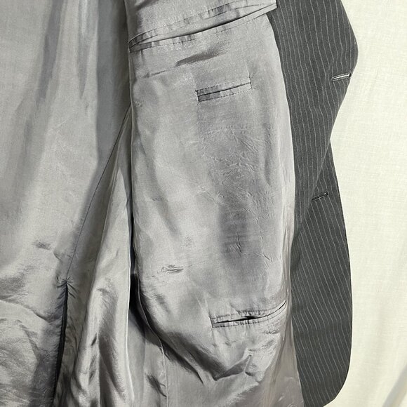Hugo Boss Suit Mens 46 Long Gray Pinstripe Wool Two Button Jacket Pants 38x32 - Picture 8 of 16